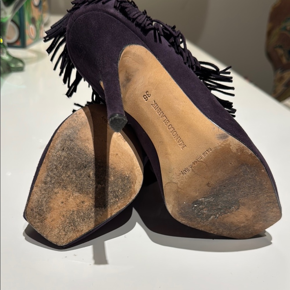 Manolo Blahnik open toe stiletto with fringe Size 6 EUC - Picture 6 of 8